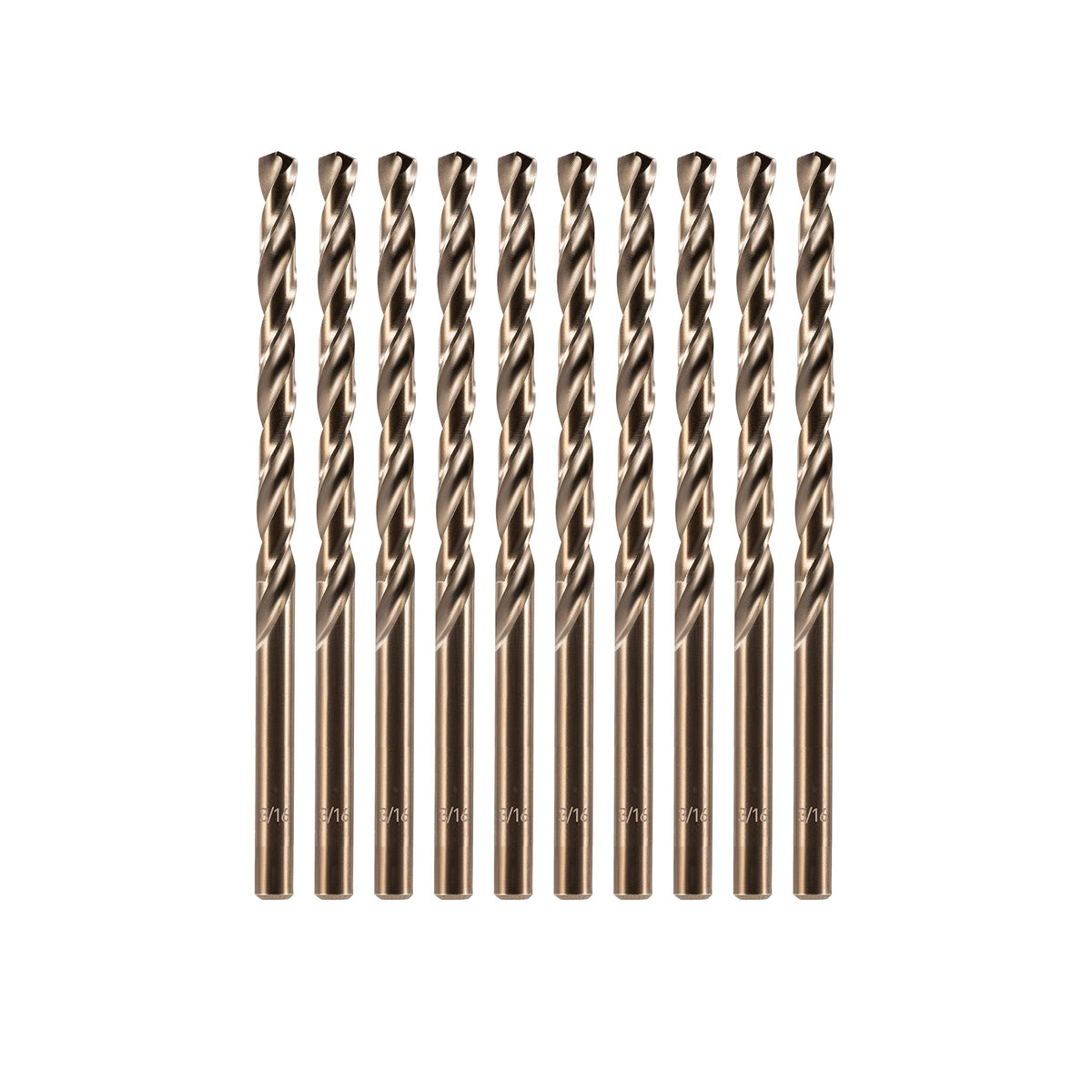 amoolo 3/16-inch cobalt drill bit set 10 pcs in box for durable metal drilling