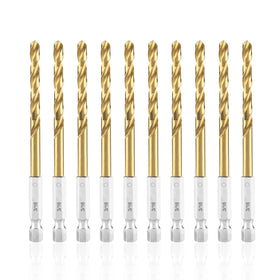 amoolo 316 twist drill bit set in hex shank for quick tool changes and metal drilling.