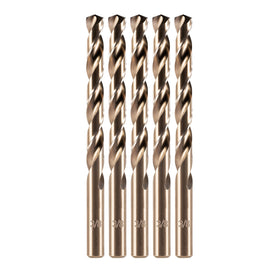 Amoolo 3/8-inch cobalt drill bit set 5pc closeup, durable for hard metals.