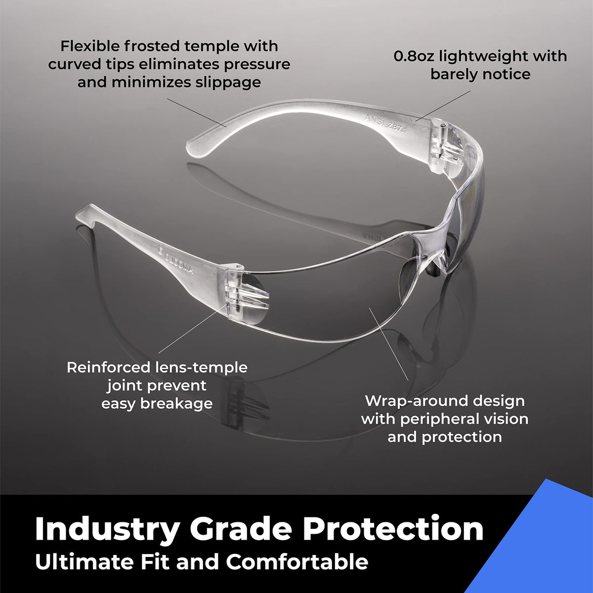 amoolo Safety Glasses with anti-scratch coating designed for daily use.