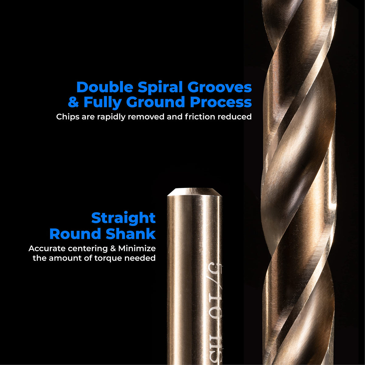 Amoolo fully-ground 135-degree split-point closeup improves precision and reduces walking.