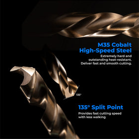 amoolo M35 cobalt HSS drill bit with enhanced wear resistance for stainless steel