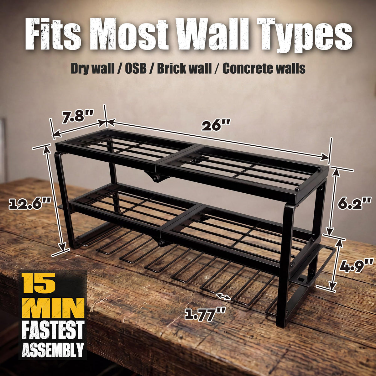 Amoowis wall-mount workshop setup keeps tools off benches and neatly within reach.