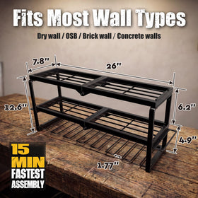 Amoowis wall-mount workshop setup keeps tools off benches and neatly within reach.