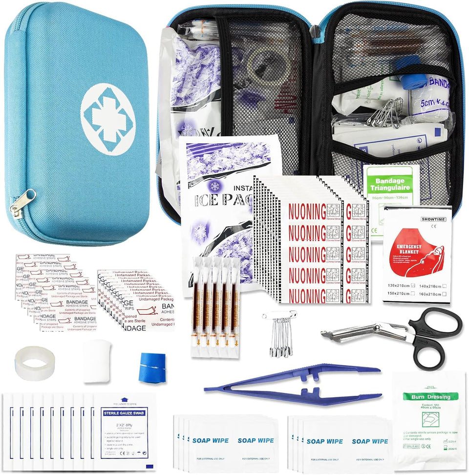 AMORNING 276PCS travel first-aid kit in backpack scene for on-the-go safety during trips