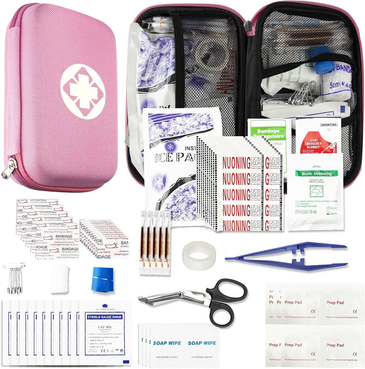 AMORNING 277PCS first aid kit open bag with quick-access layout for emergencies