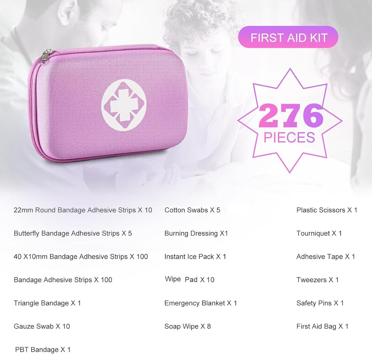 AMORNING pink compact kit on car console for travel readiness