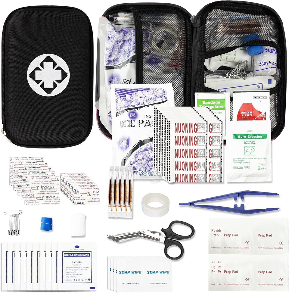 AMORNING 279pcs travel first aid kit in a compact case, easy to store in car or backpack