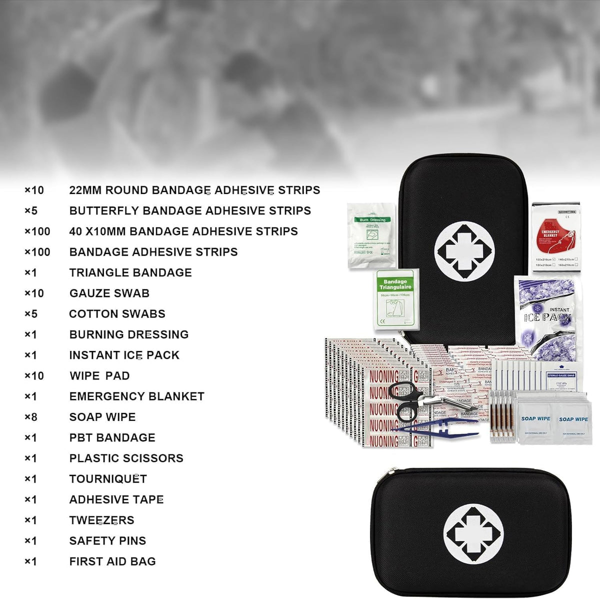 AMORNING compact first aid kit opened to show organized contents for quick access