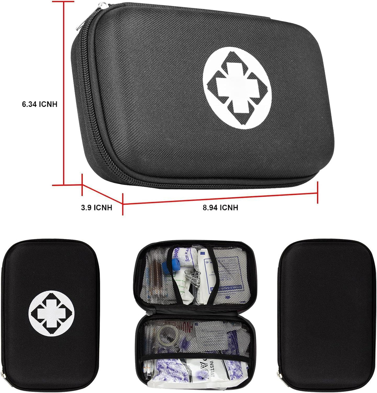 AMORNING scissors, bandages, and burn relief visible for versatile field care
