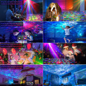 Amosamz Disco Lights star projector fills walls with twinkling stars.