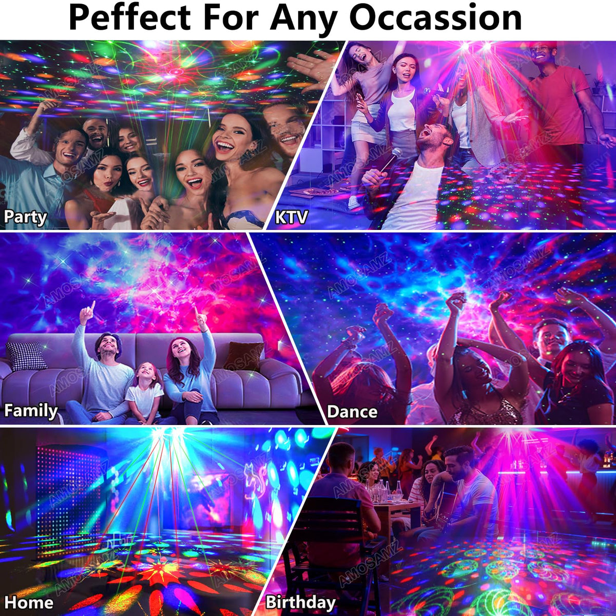 Amosamz Two RGB LED lights deliver bright, customizable color in synchronized shows.