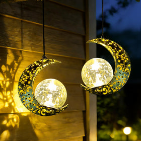 Amugmilk moon lantern with cracked glass glows softly on patios.