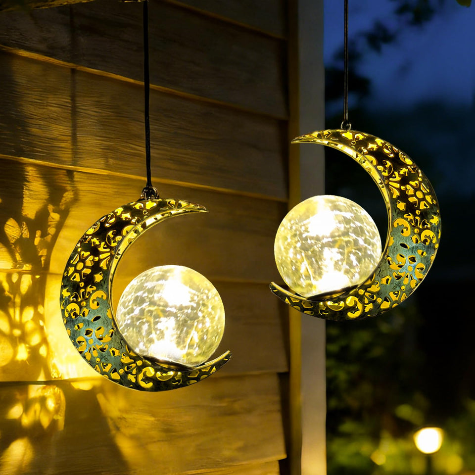 Amugmilk moon lantern with cracked glass glows softly on patios.