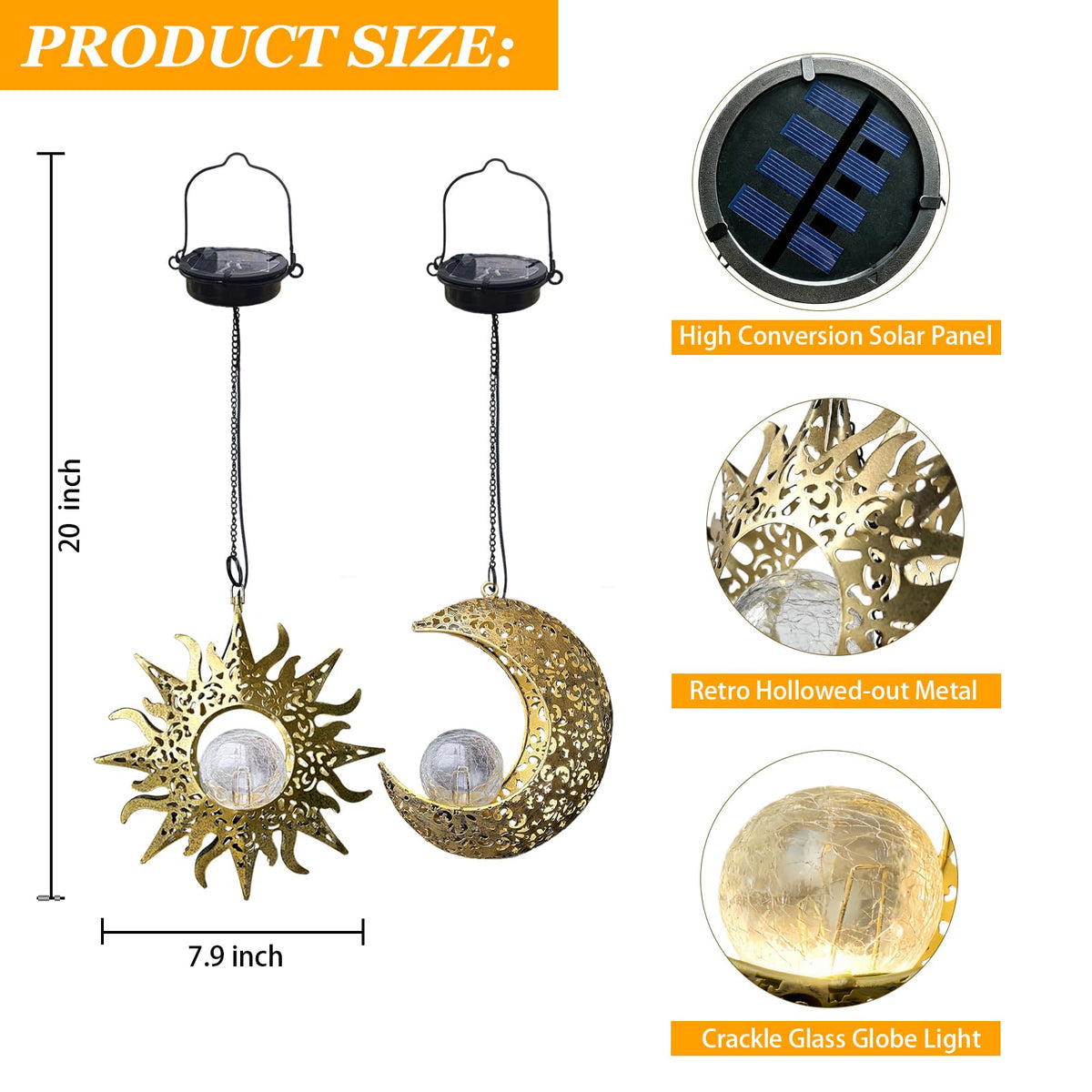 Amugmilk solar hanging lights metal construction robust for year-round outdoor use.