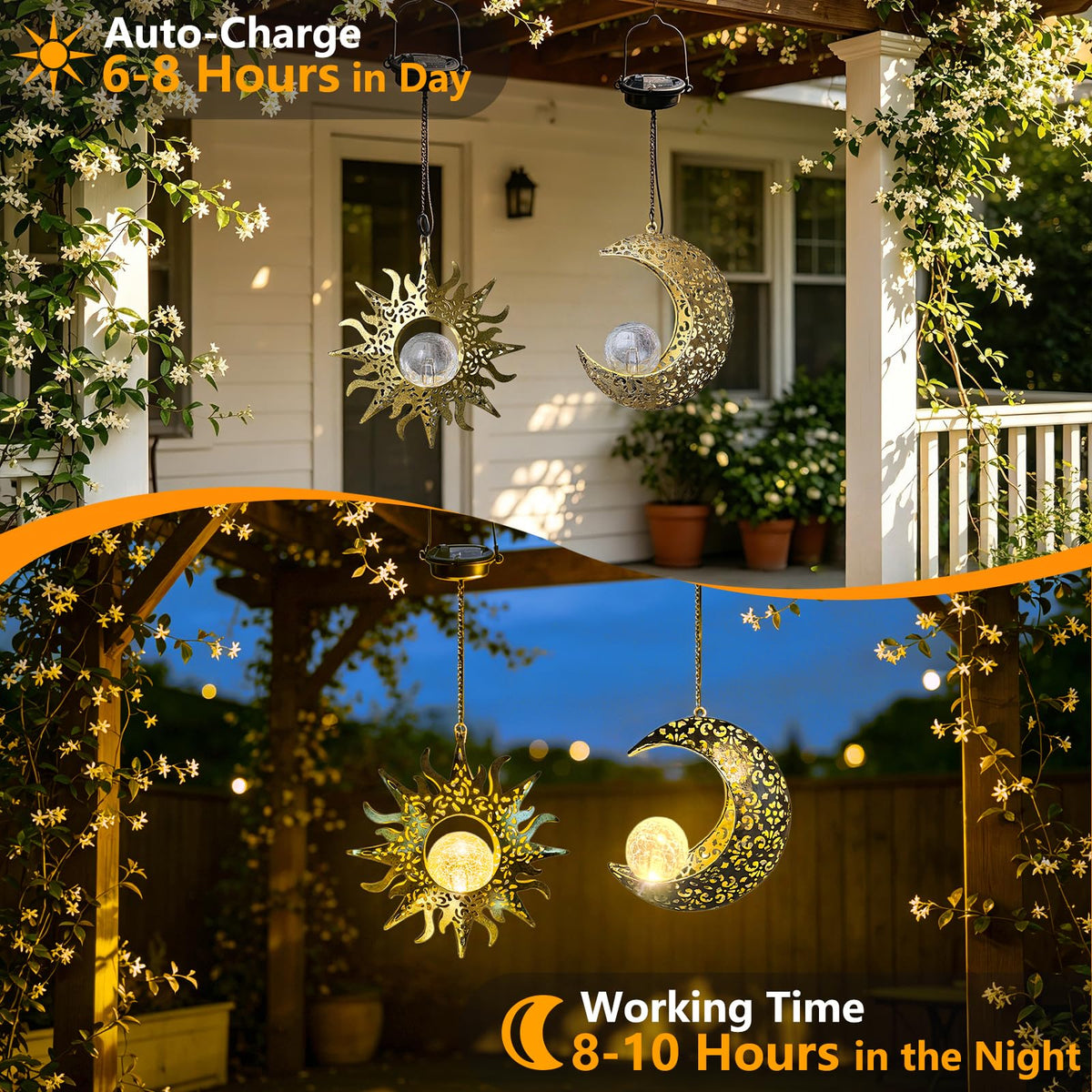 Amugmilk solar hanging lights waterproof sealed-battery design withstands rain and frost.