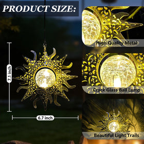 Amugmilk sun-and-globe design lantern highlights outdoor ambiance.