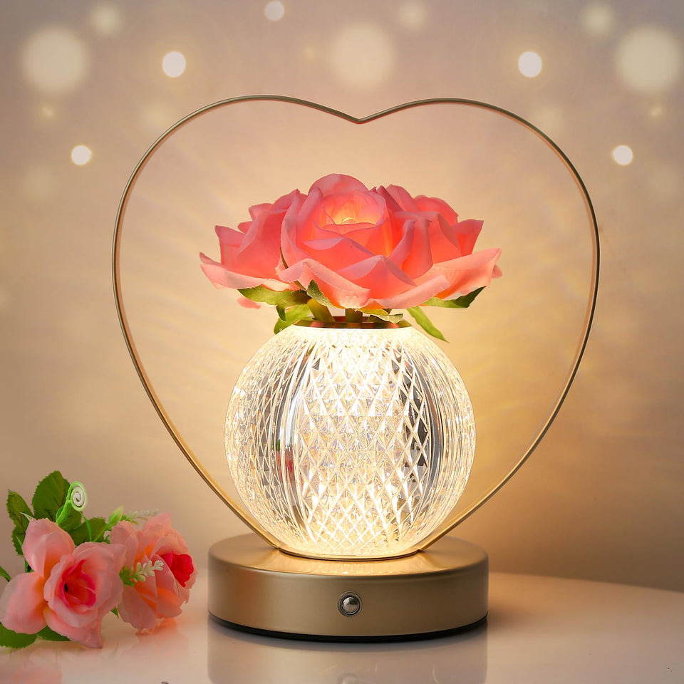 AMWGIMI Rose Flower Lamp emits soft ambient light for cozy evenings