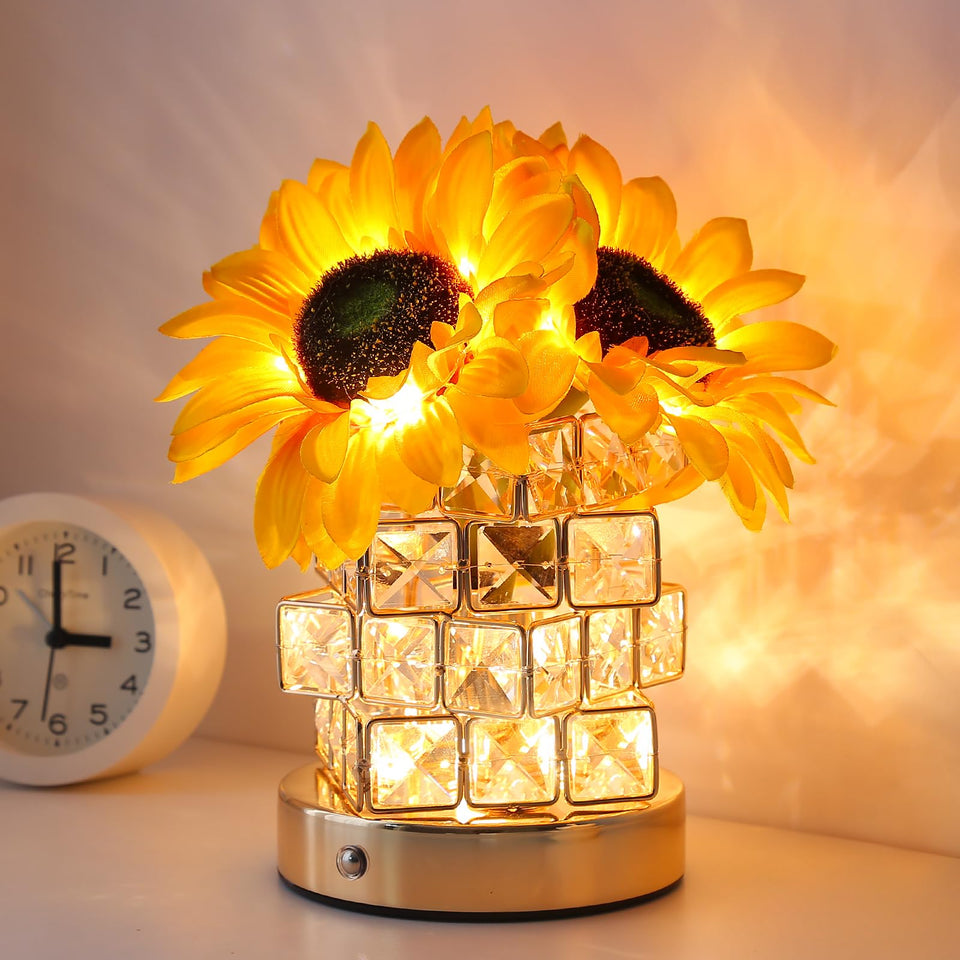 AMWGIMI Sunflowers Flower Lamp on base with warm glow for cozy rooms