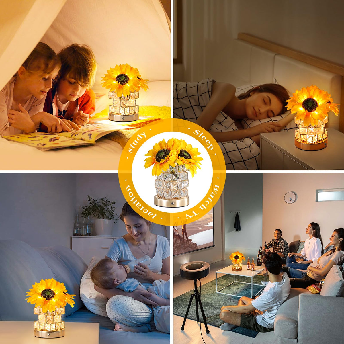 AMWGIMI Sunflowers touch-control with stepless dimming for mood lighting