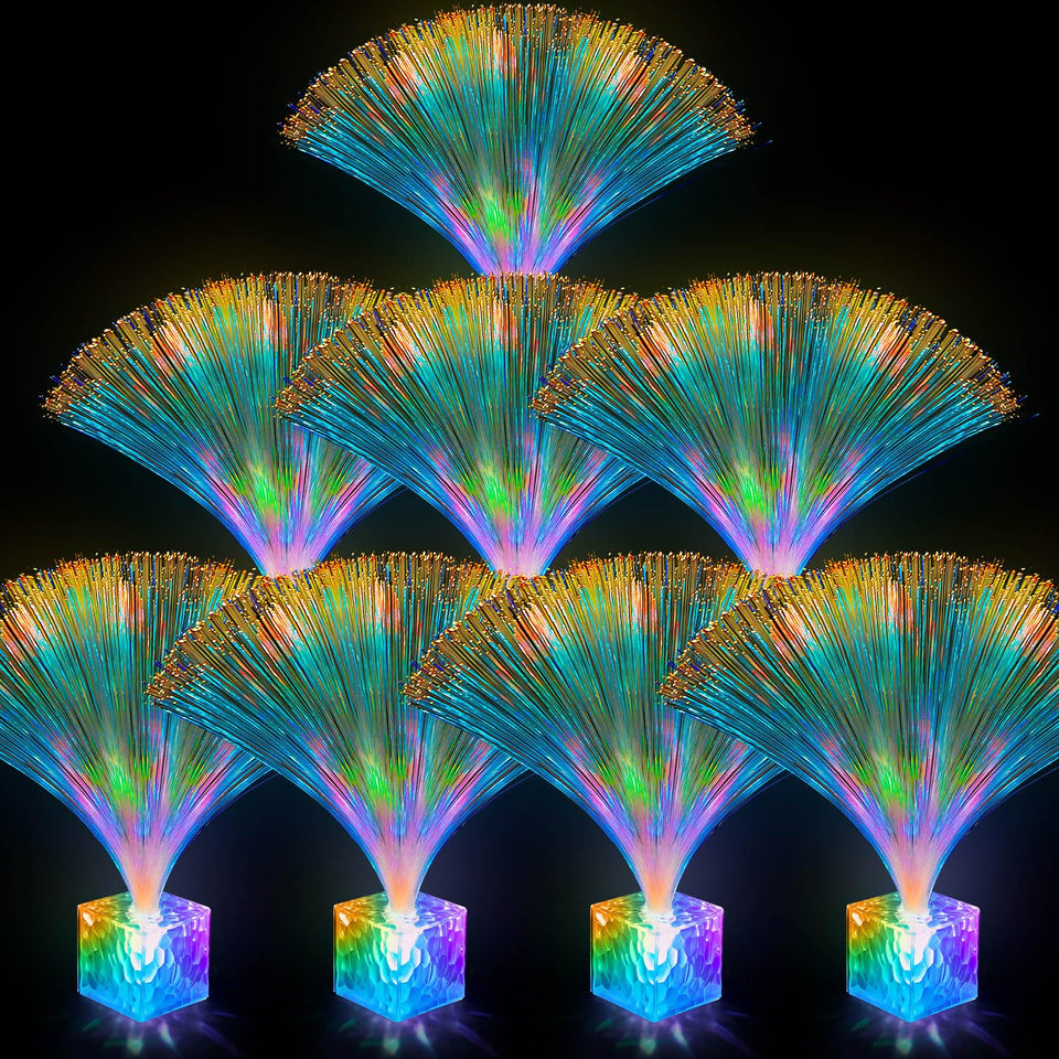 Amylove 8-pcs mini fiber optic lamps with sturdy bases for table decor.
