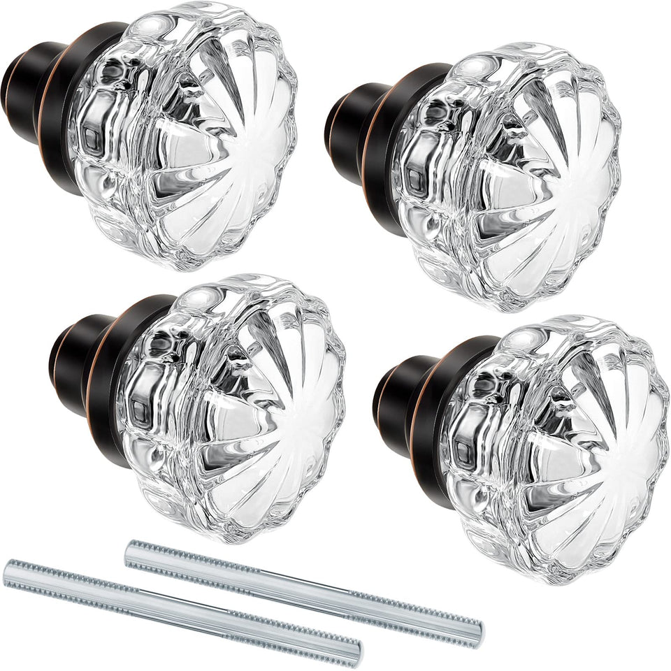 Amylove fluted crystal door knob bronze set shows vintage charm for interior doors