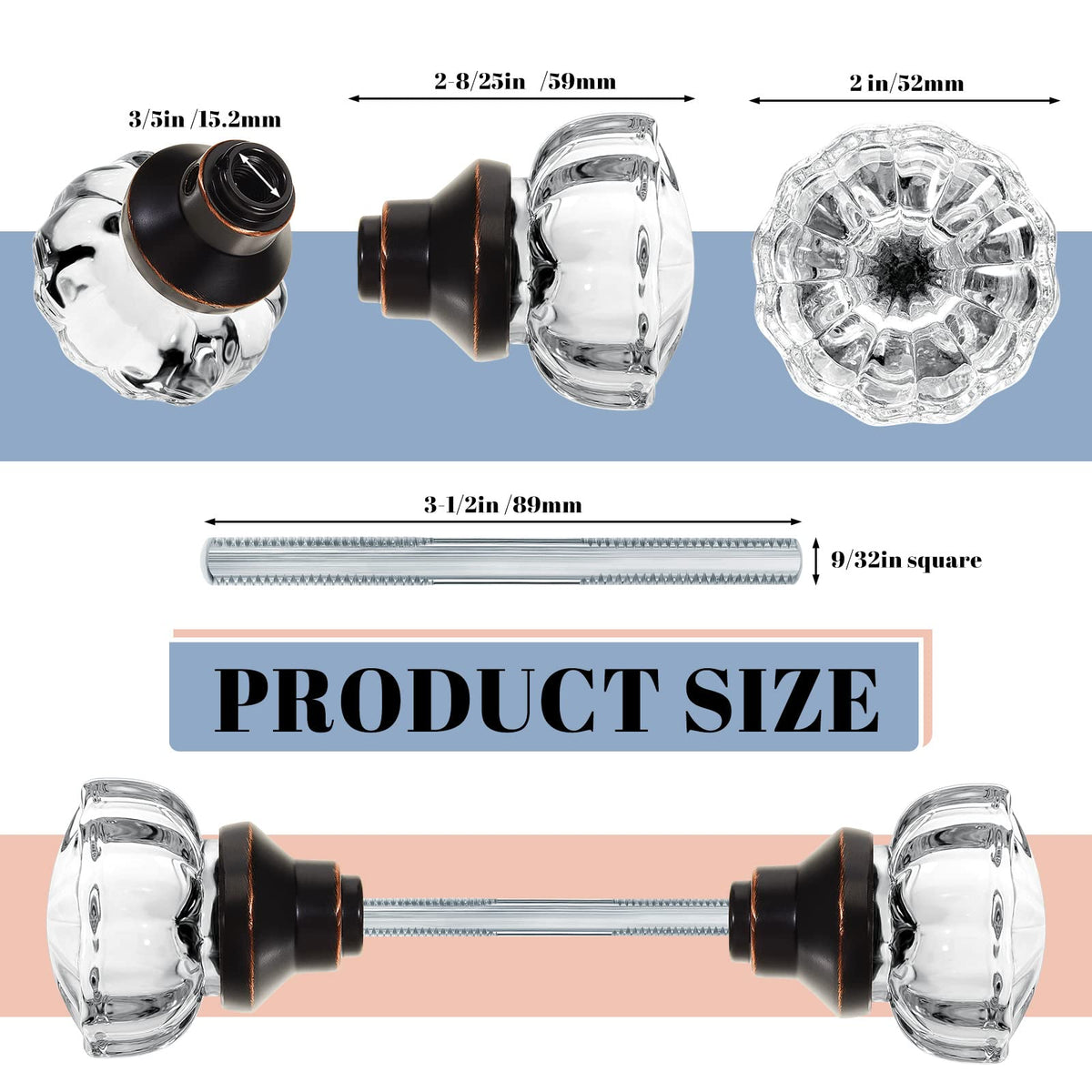 Amylove bronze antique glass door hardware ready for installation