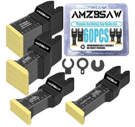 AMZBSAW titanium oscillating blades with storage bag for organized, versatile home projects.