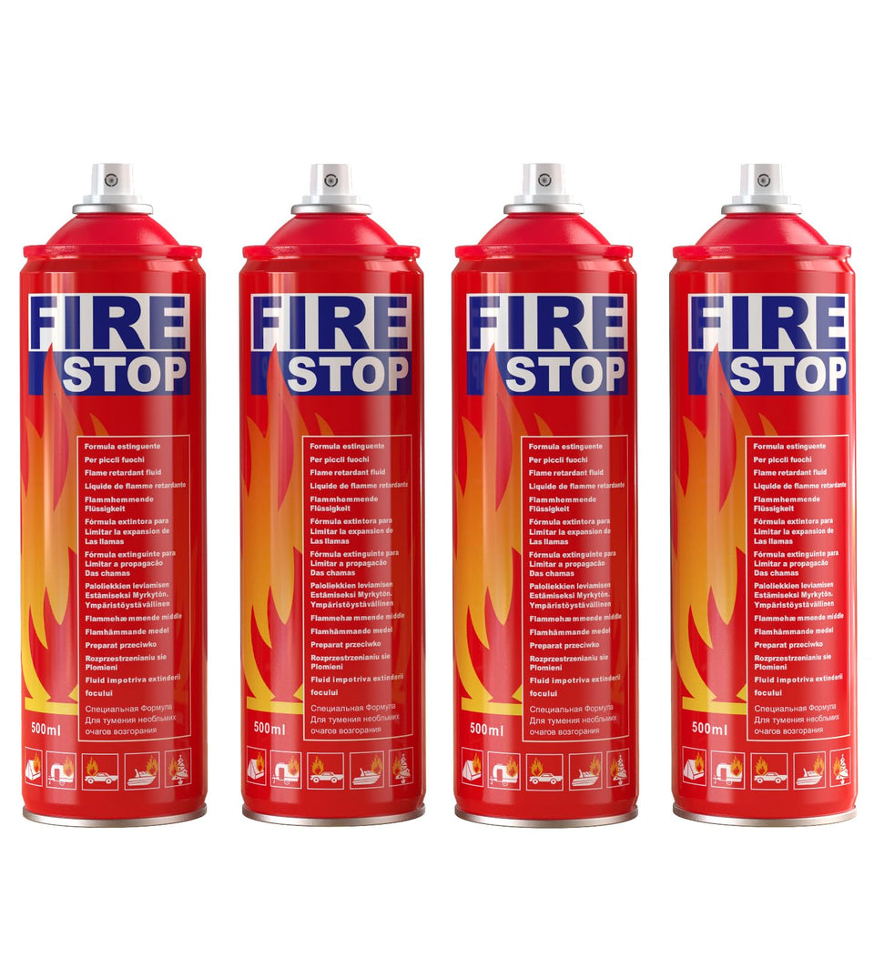 AmzBoom fire extinguisher 4-pack with mount brackets for easy home safety.