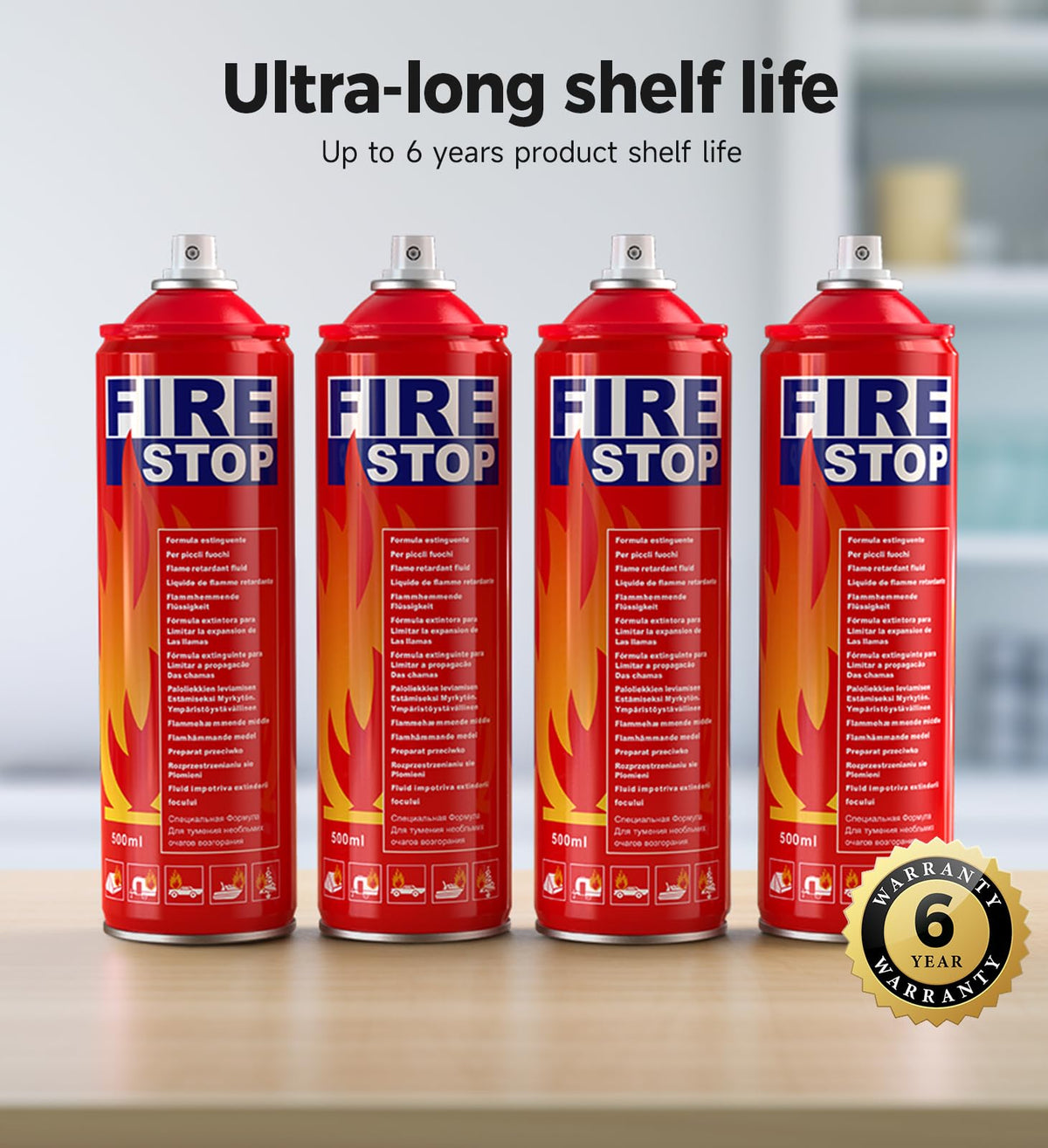 AmzBoom BBQ safety extinguisher for outdoor cooking areas.