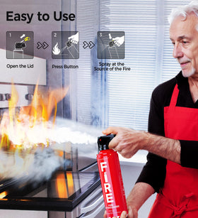 AmzBoom fire extinguisher on boat with mounting brackets for secure placement.