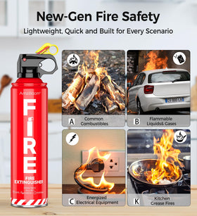 AmzBoom fire extinguisher pack for car glovebox, fast readiness in emergencies.