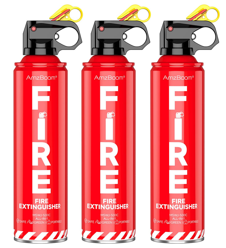 AmzBoom fire extinguisher pack for home use with quick-access design.