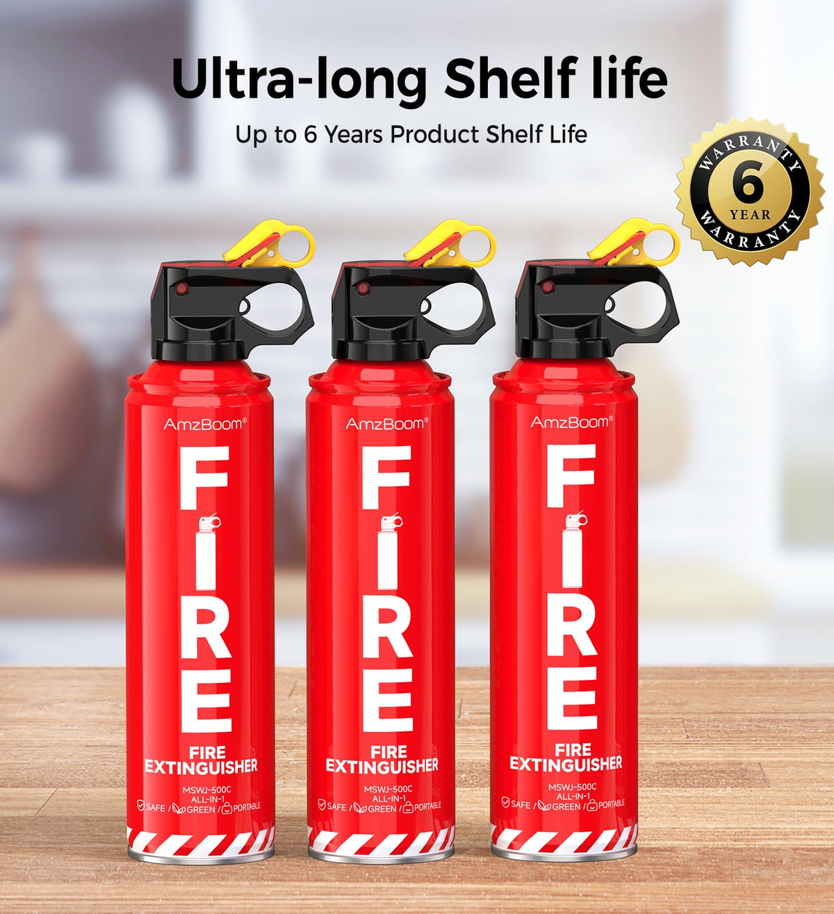 AmzBoom multi-fire-types fight, suitable for grease, electrical, gasoline, wood, and batteries.