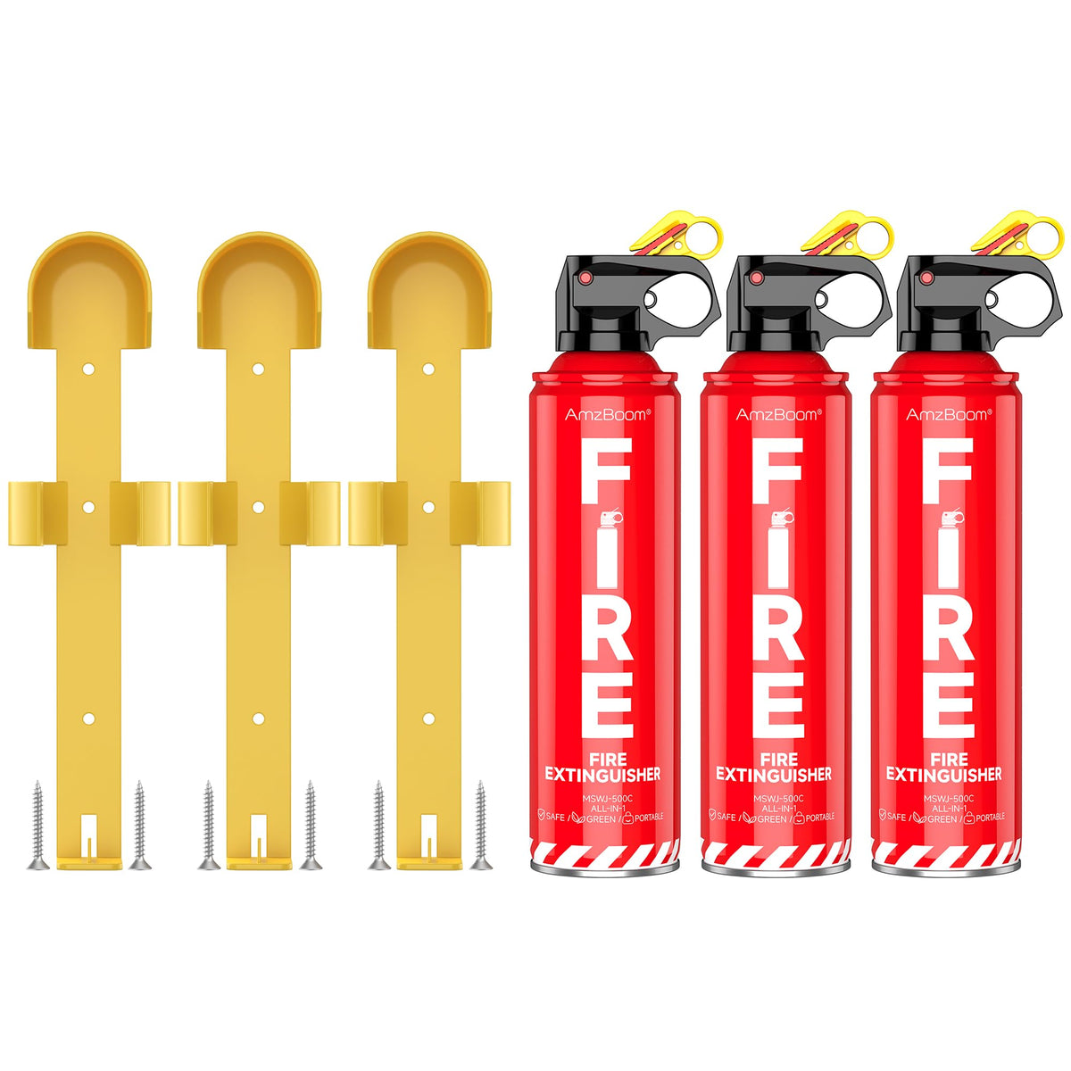 AmzBoom water-based fire extinguisher in kitchen, showing quick, controlled spray for grease fires.