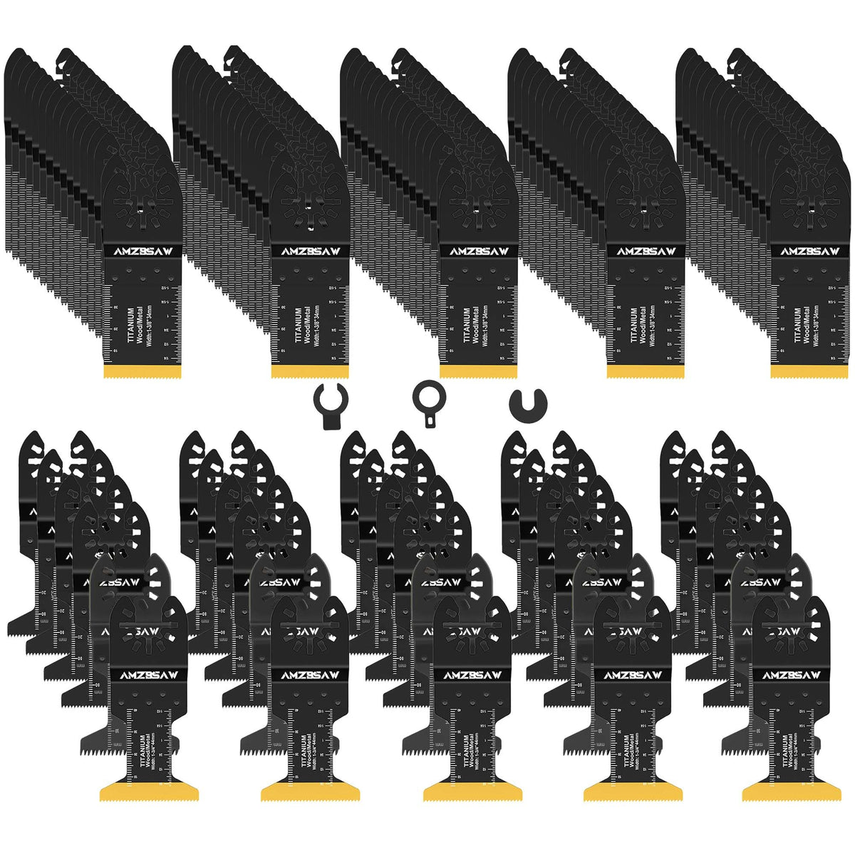 AMZBSAW 110pcs blades set for versatile cuts.