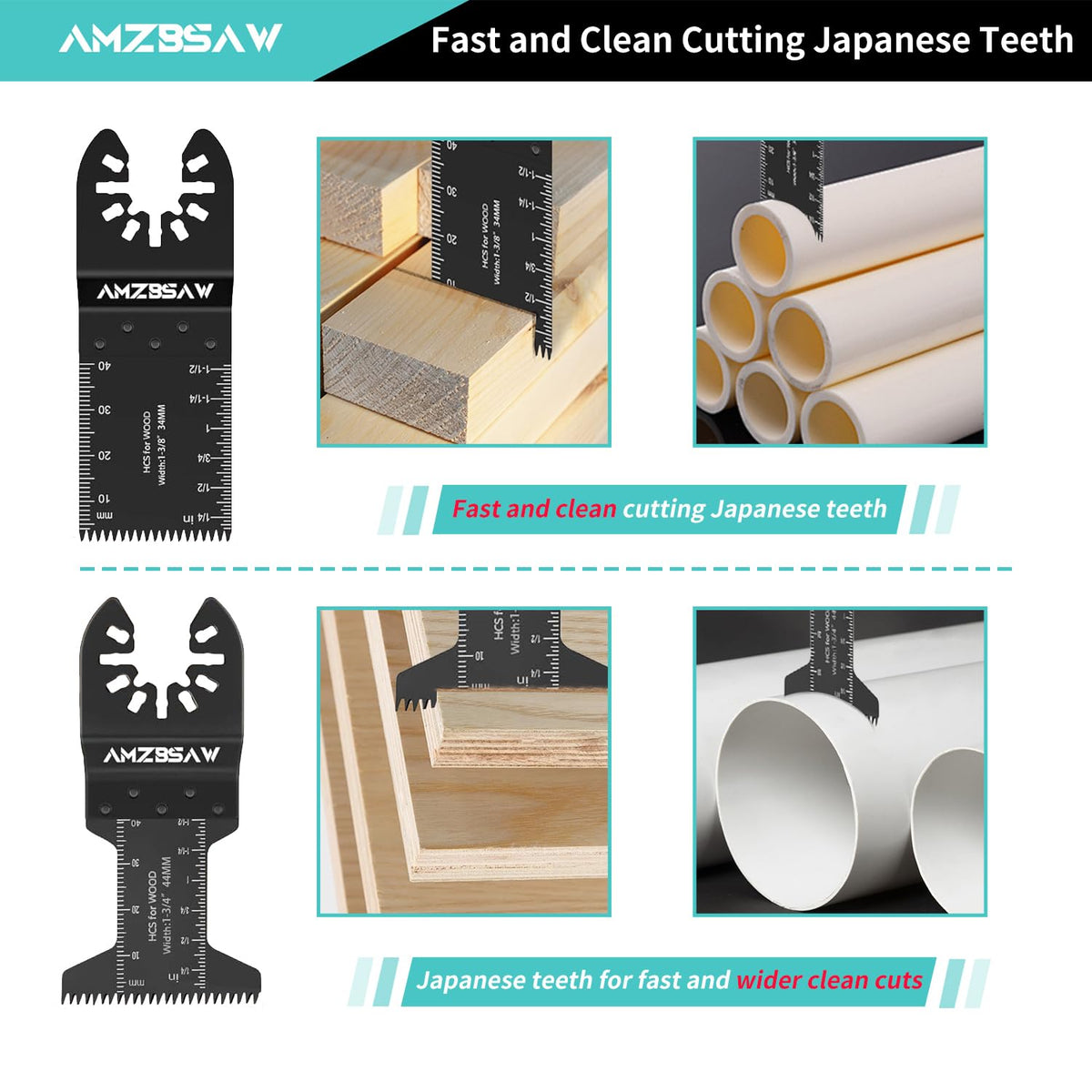 AMZBSAW titanium-coated blade 1-3/4in for faster cutting.