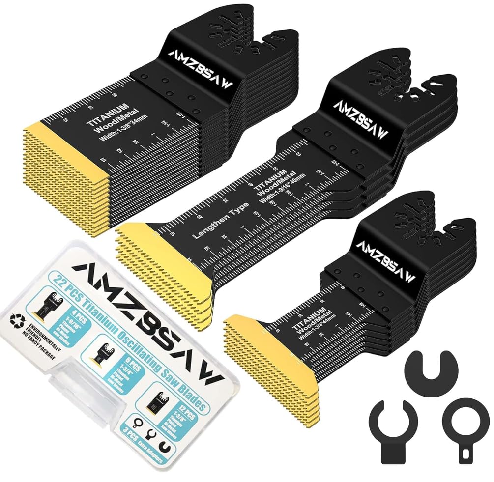 AMZBSAW 22pcs titanium oscillating blades kit for metal cutting versatility