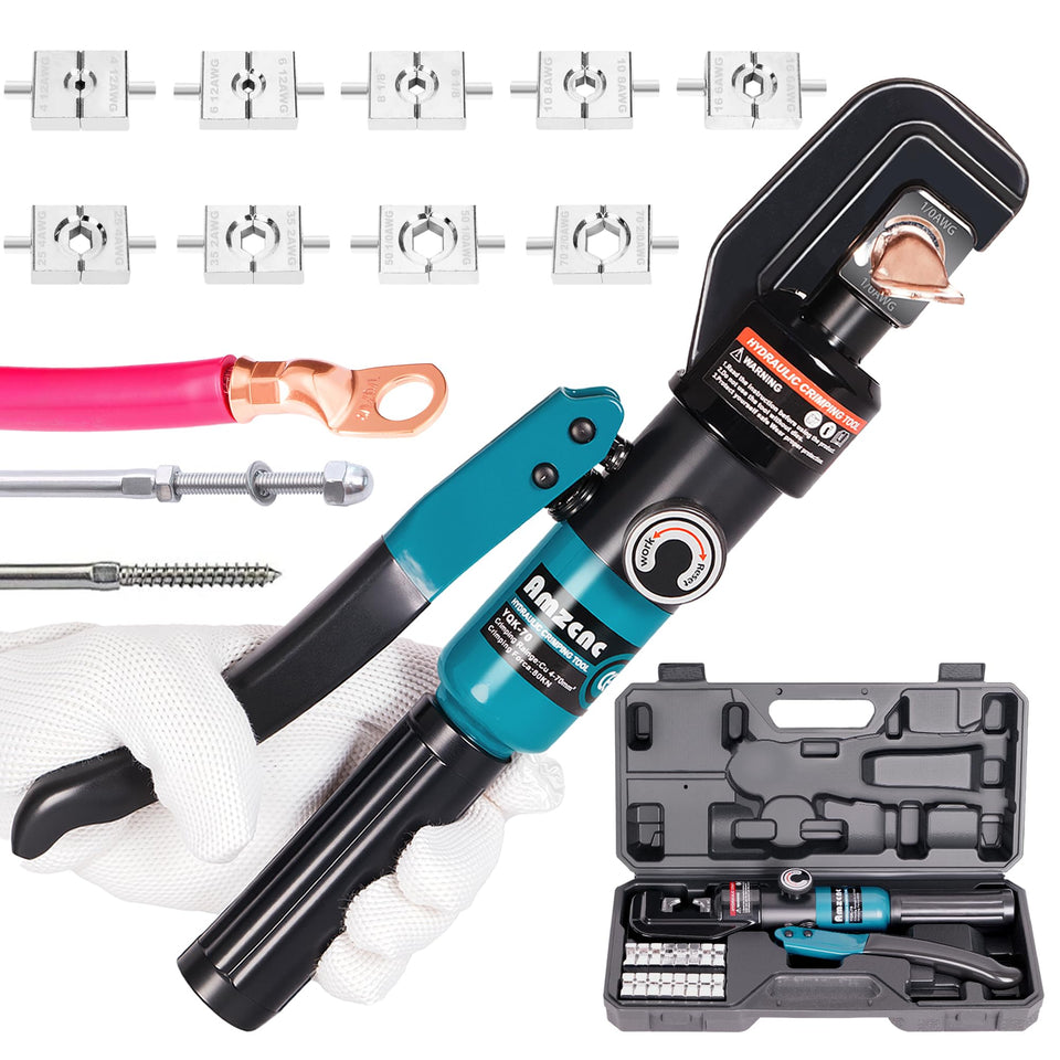 AMZCNC 10-ton hydraulic cable crimper with rotating head for tight spaces