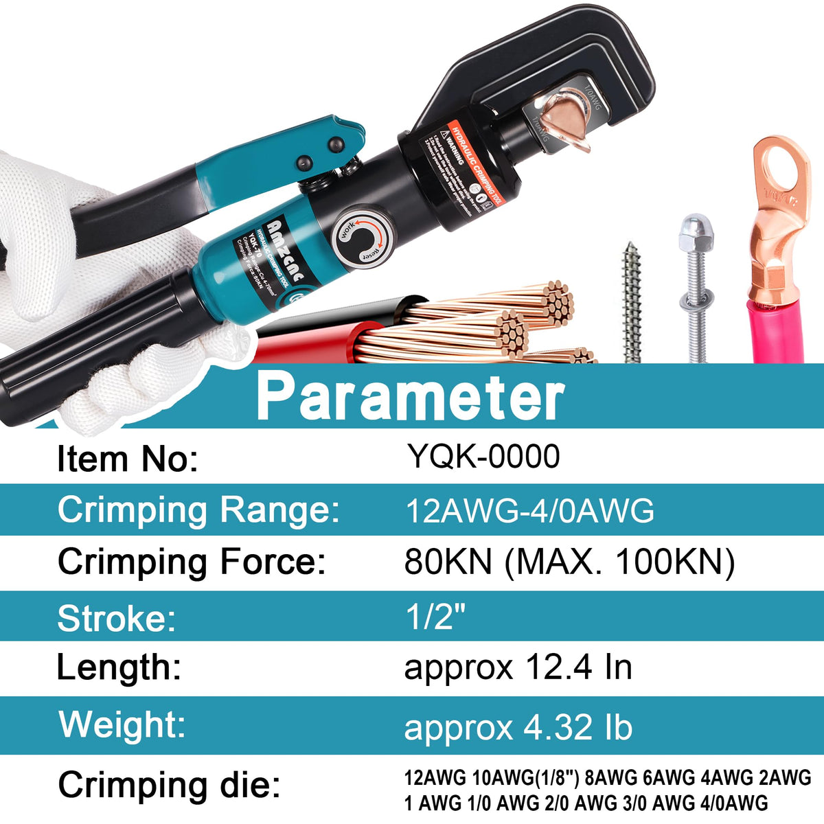 AMZCNC hydraulic tool provides safe, controlled pressure for high-current work.