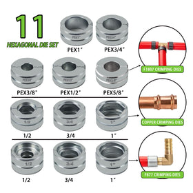 AMZCNC dies kit for copper and PEX adapts to 1/2–1 inch fittings.