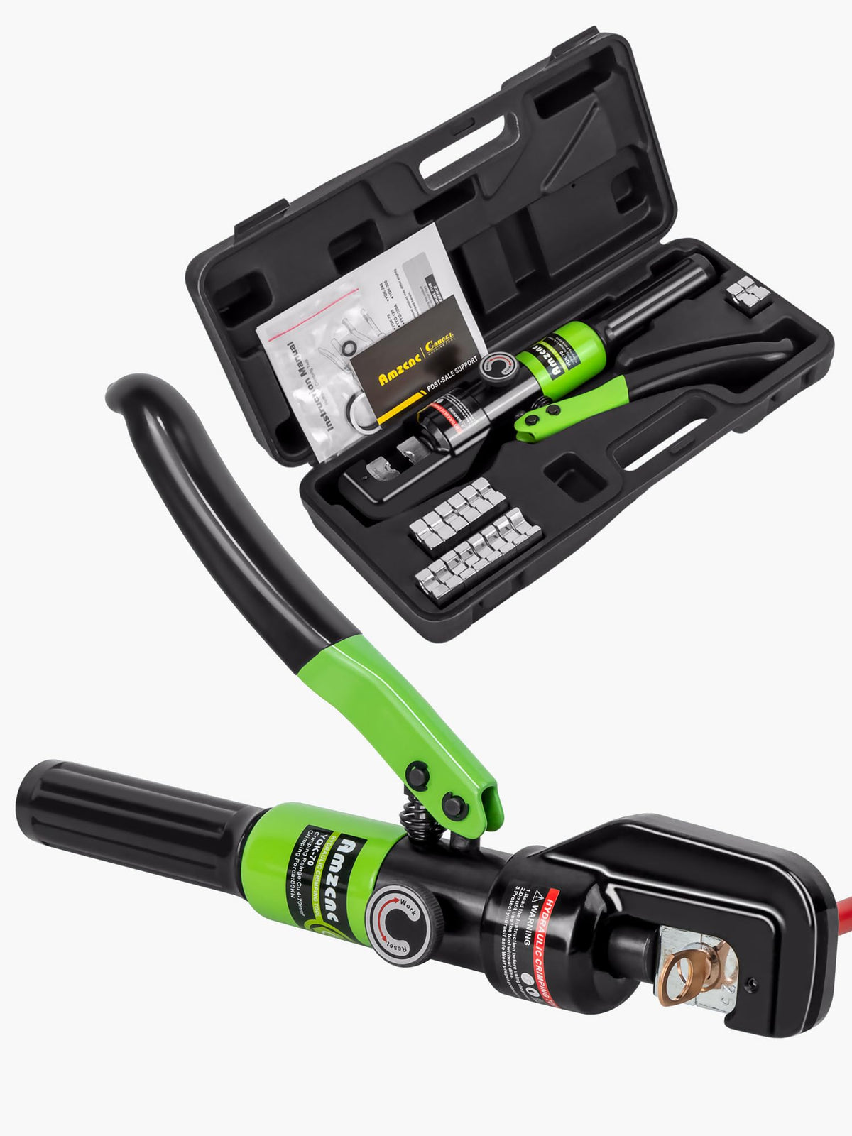 AMZCNC hydraulic crimping tool with die set for precise cable lugs