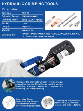 AMZCNC hydraulic crimping tool rotatable head for tight spaces