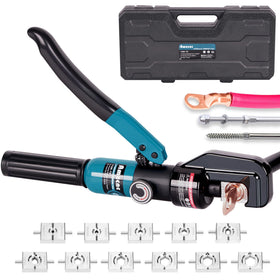 AMZCNC hydraulic crimping tool with ergonomic handle for precise battery cable crimps.