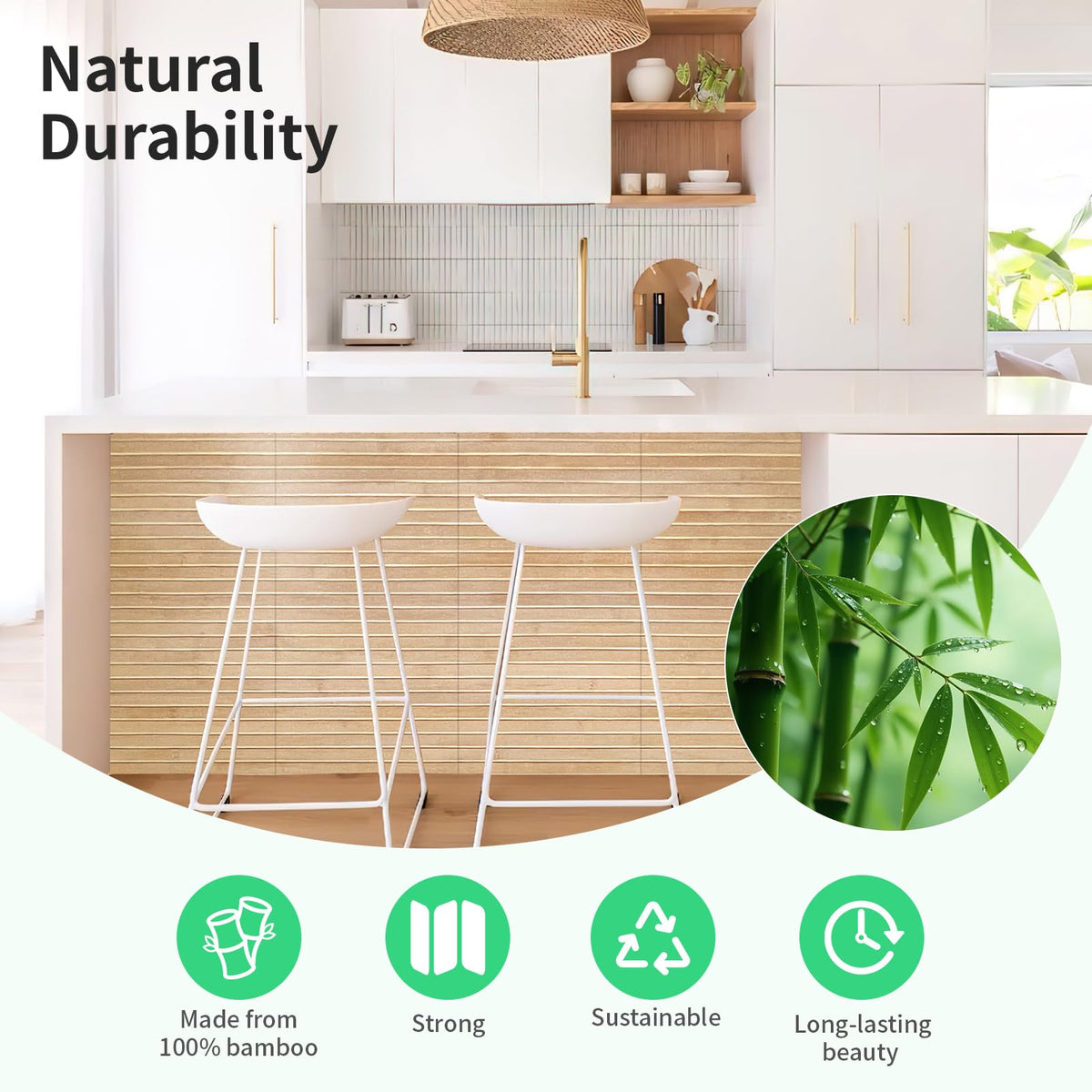 AMZDEPOT bamboo wall panel carbonized finish adds warm tropical texture to any room