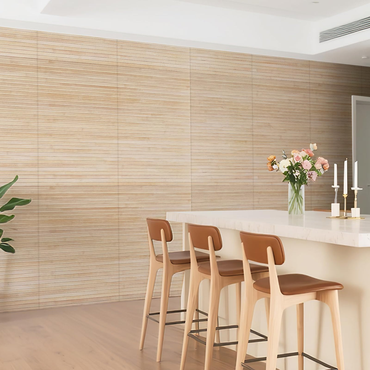AMZDEPOT bamboo ceiling and cabinet accents bring tropical charm to interiors