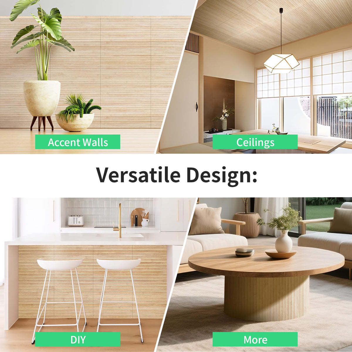 AMZDEPOT bamboo wall panel suited for kitchens and bars enhances natural ambience