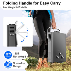 Amzgachfktch instant hot water at 40k BTU for on-demand showers.