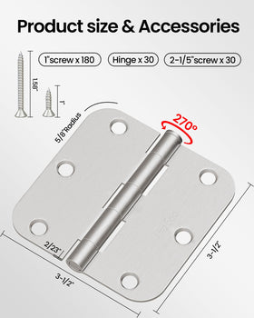 AmzGod 3-1/2 inch rounded hinges with 5/8 inch radius for smooth operation