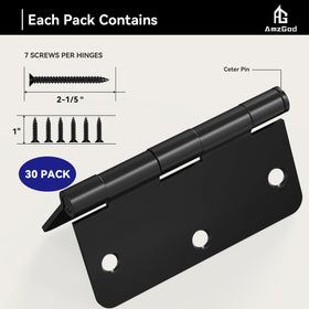 AmzGod hinge with screws image emphasizing upgradable screw length for secure mounting